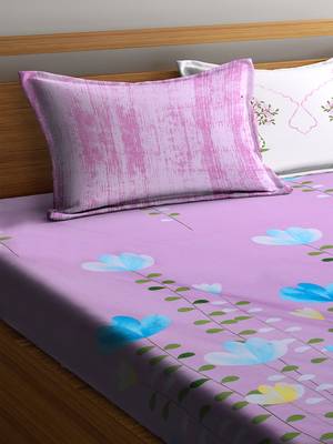 multicolor nature print bed sheets with two pillow cover 2