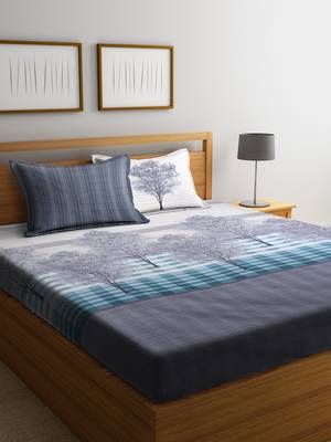 multicolor nature print bed sheets with two pillow cover 1
