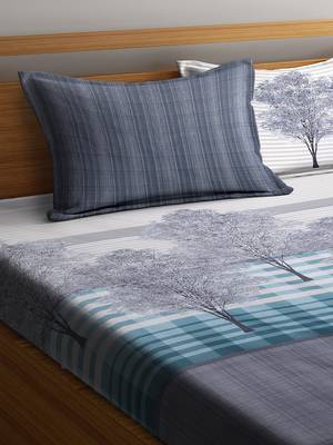 multicolor nature print bed sheets with two pillow cover 2