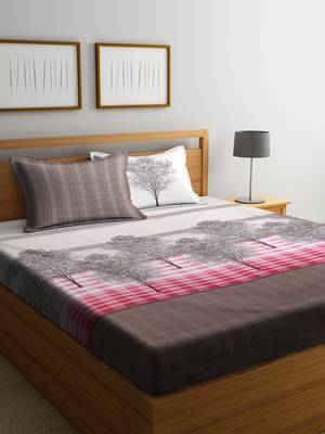 multicolor nature print bed sheets with two pillow cover 1
