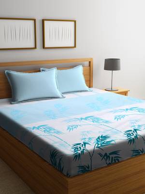 multicolor nature print bed sheets with two pillow cover 1