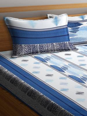 Blue embroidered bed sheets with two pillow cover 2