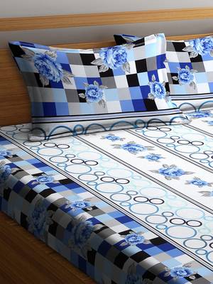 Blue embroidered bed sheets with two pillow cover 2
