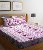Pink embroidered bed sheets with two pillow cover