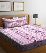 Pink embroidered bed sheets with two pillow cover