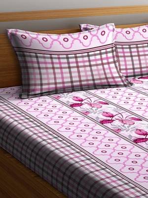 Pink embroidered bed sheets with two pillow cover 2