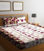 Brown embroidered bed sheets with two pillow cover