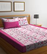 Pink embroidered bed sheets with two pillow cover
