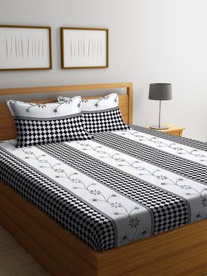 Black embroidered bed sheets with two pillow cover 1