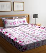 Pink embroidered bed sheets with two pillow cover