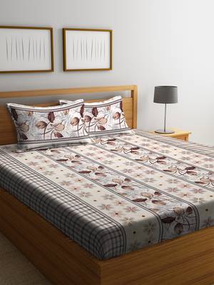 Brown embroidered bed sheets with two pillow cover 1