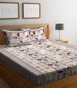 Brown embroidered bed sheets with two pillow cover