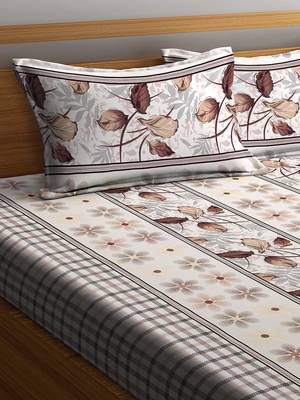 Brown embroidered bed sheets with two pillow cover 2