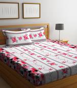 Red embroidered bed sheets with two pillow cover