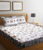 Brown embroidered bed sheets with two pillow cover