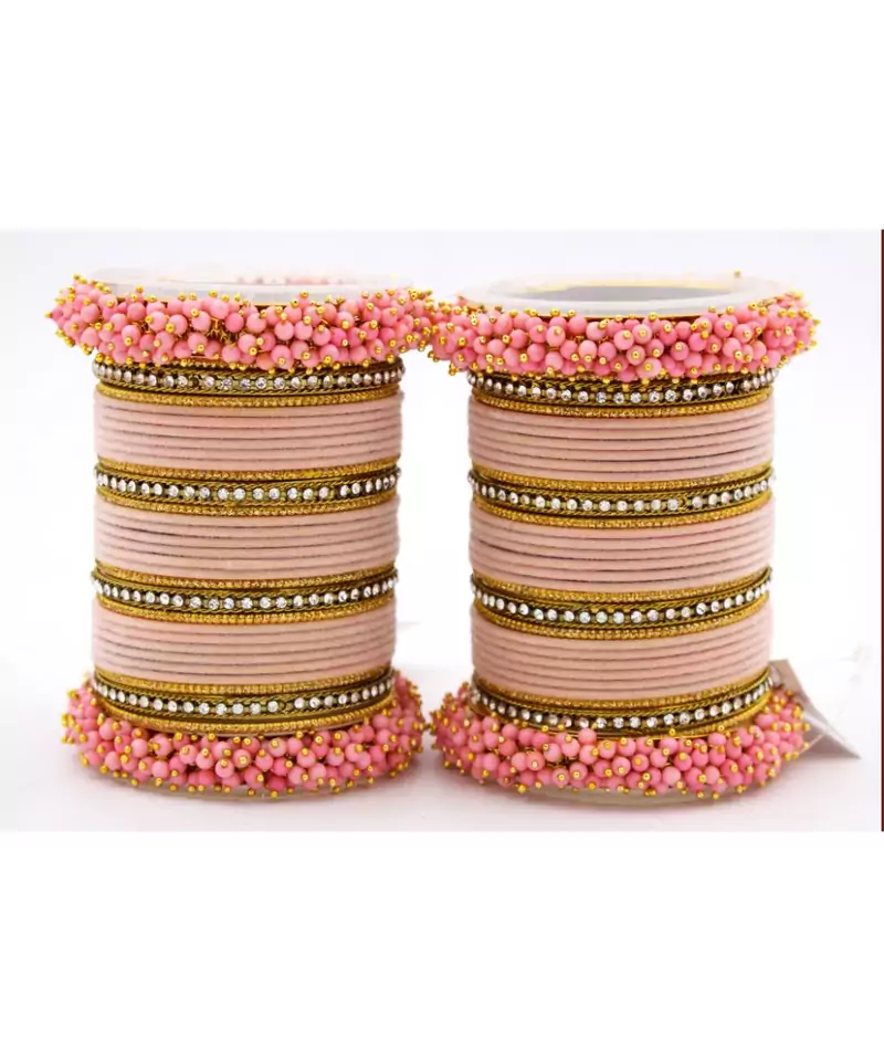 Pink Fancy Bridal Bangle Sets Set Of 2