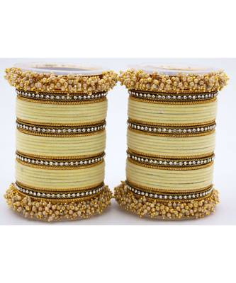Beige Fancy Bridal Bangle Sets Set Of 2 1