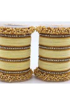 Beige Fancy Bridal Bangle Sets Set Of 2