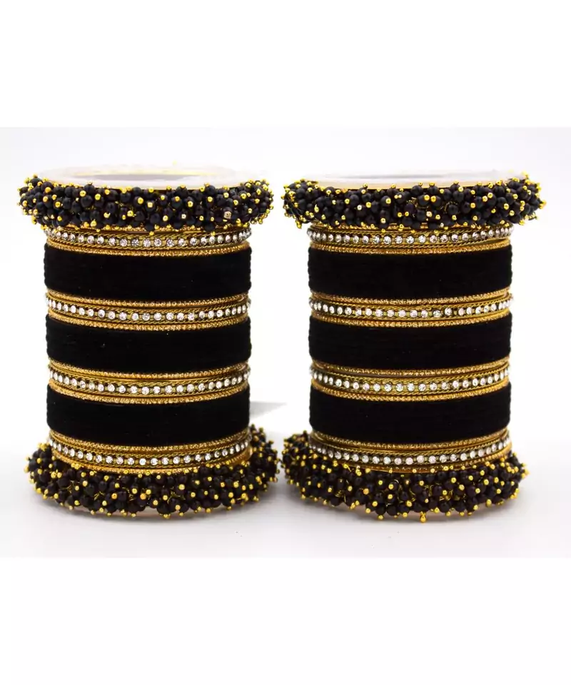 Black Fancy Bridal Bangle Sets Set Of 2