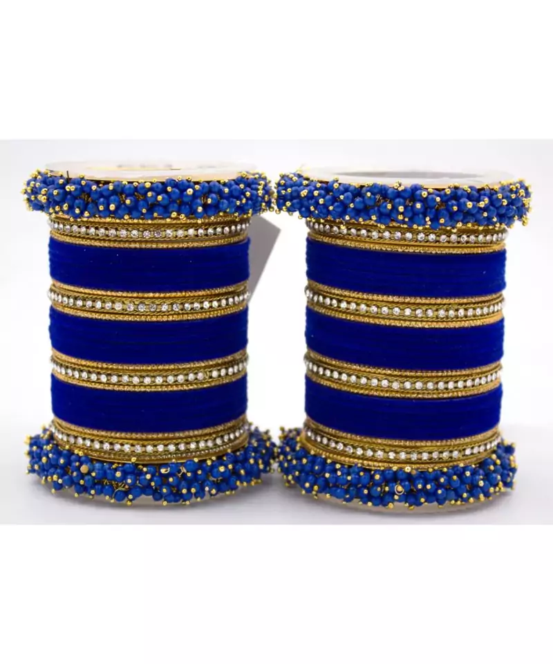 Blue Fancy Bridal Bangle Sets Set Of 2
