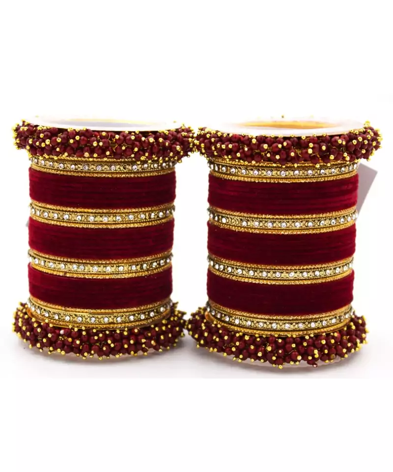 Maroon Fancy Bridal Bangle Sets Set Of 2