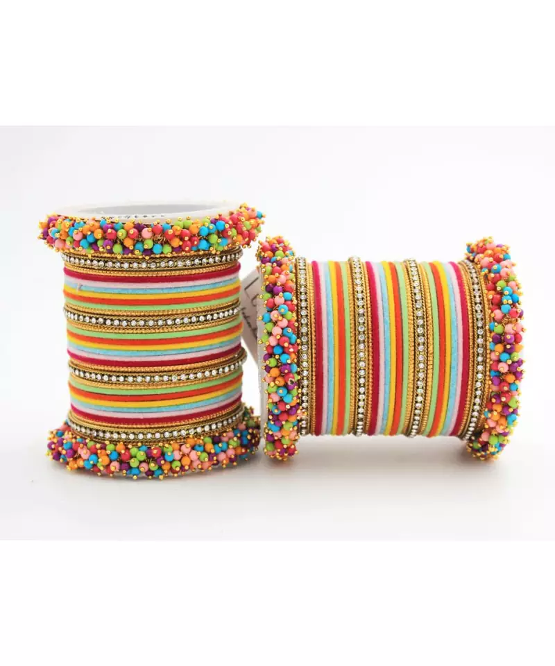 Multicolor Fancy Bridal Bangle Sets Set Of 2