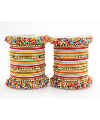 Multicolor Fancy Bridal Bangle Sets Set Of 2 2