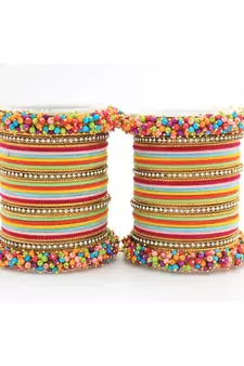 Multicolor Fancy Bridal Bangle Sets Set Of 2