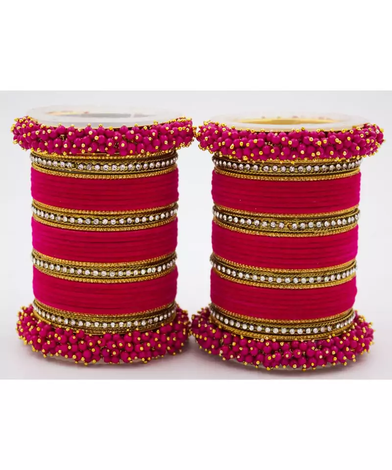 Pink Fancy Bridal Bangle Sets Set Of 2