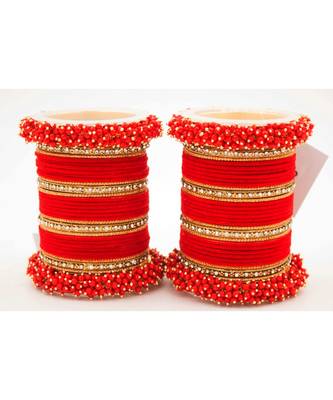 Red Fancy Bridal Bangle Sets Set Of 2 1