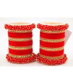 Red Fancy Bridal Bangle Sets Set Of 2