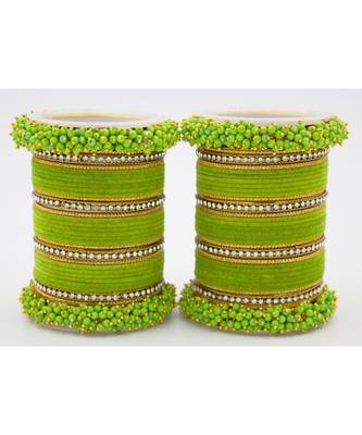 Green Fancy Bridal Bangle Sets Set Of 2 1