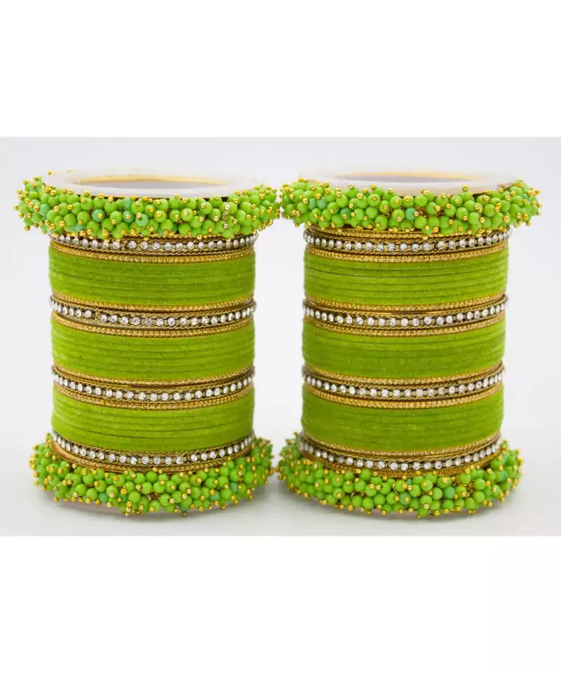 Green Fancy Bridal Bangle Sets Set Of 2