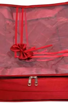 atorakushon   Satin Saree Cover Blouse Clothes Storage Bag Wardrobe Garments Organiser Set of 3 (Maroon)