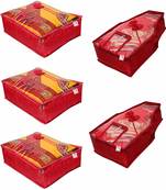 atorakushon   Satin Saree Cover Blouse Clothes Storage Bag Wardrobe Garments Organiser Set of 5 (Maroon)
