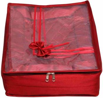 atorakushon   Satin Saree Cover Blouse Clothes Storage Bag Wardrobe Garments Organiser Set of 8 (Maroon) 2