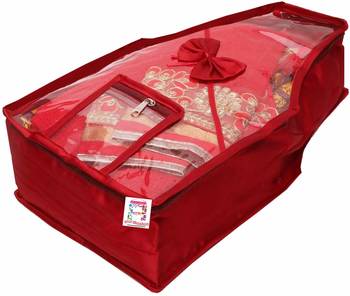 atorakushon   Satin Saree Cover Blouse Clothes Storage Bag Wardrobe Garments Organiser Set of 8 (Maroon) 3