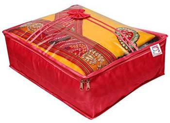 atorakushon   Satin Saree Cover Blouse Clothes Storage Bag Wardrobe Garments Organiser Set of 8 (Maroon) 4