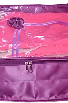 atorakushon   Satin Saree Cover Blouse Clothes Storage Bag Wardrobe Garments Organiser Set of 5 (Purple)