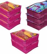atorakushon   Satin Saree Cover Blouse Clothes Storage Bag Wardrobe Garments Organiser Set of 8 (Purple)