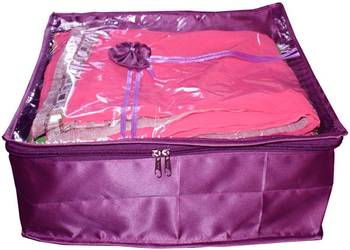 atorakushon   Satin Saree Cover Blouse Clothes Storage Bag Wardrobe Garments Organiser Set of 8 (Purple) 2