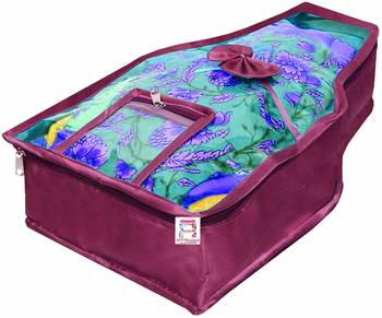 atorakushon   Satin Saree Cover Blouse Clothes Storage Bag Wardrobe Garments Organiser Set of 8 (Purple) 3