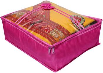 atorakushon   Satin Saree Cover Blouse Clothes Storage Bag Wardrobe Garments Organiser Set of 8 (Purple) 5