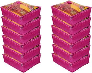 atorakushon   Satin Saree Cover Blouse Clothes Storage Bag Wardrobe Garments Organiser Pack of 12 (Purple) 1