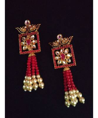 Ruby Designer Ethnic Peacock Premium Quality Square Kundan Pendent Necklace Set For Women 2