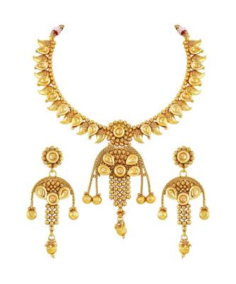 Designer Gold Plated Copper Necklace Set For Women 3