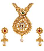 Traditional Leaf Design Gold Plated  Necklace Set For Women
