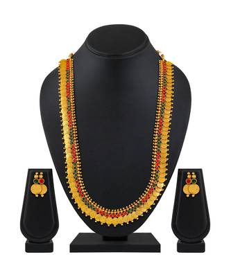 Traditional Laxmi Coin Gold Plated  Copper Necklace Set For Women 2