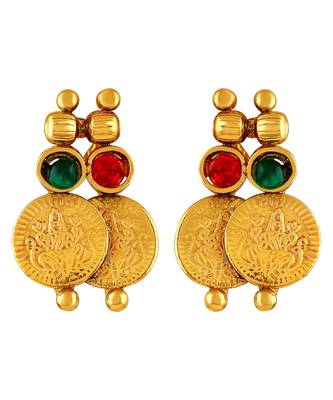 Traditional Laxmi Coin Gold Plated  Copper Necklace Set For Women 4