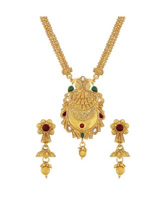 Traditional Peacock Design Gold Plated  Necklace Set For Women 1